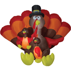 Morris Costumes Inflatable Party Decorations Airblown Turkey Family Large Inflatable Scene by Gemmy Inflatables 781880289203 818649 Airblown Turkey Family Large Inflatable Scene Gemmy  SKU# 818649