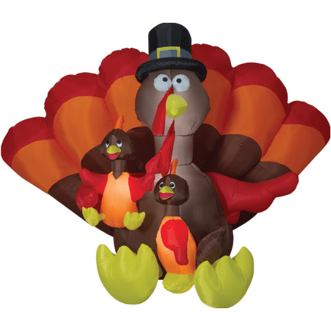Morris Costumes Inflatable Party Decorations Airblown Turkey Family Large Inflatable Scene by Gemmy Inflatables 781880289203 818649 Airblown Turkey Family Large Inflatable Scene Gemmy  SKU# 818649