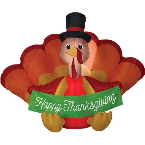 Morris Costumes Inflatable Party Decorations Airblown Turkey With Banner - Medium by Gemmy Inflatables 781880289289 823402 Airblown Turkey With Banner - Medium by Gemmy Inflatables SKU# 823402