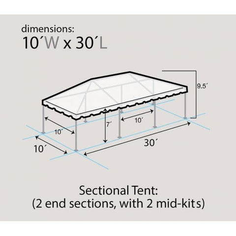 Party Tents Direct Canopies & Gazebos 10' x 30' Sectional Single Tube West Coast Frame Canopy Tent by Party Tents 754972373869 2038 10'x30' Sectional Single Tube West Coast Frame Canopy Tent Party Tents
