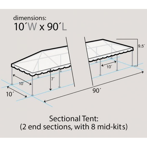 Party Tents Direct Canopies & Gazebos 10' x 90' Sectional Single Tube West Coast Frame Canopy Tent by Party Tents 754972373920 2046 10'x90' Sectional Single Tube West Coast Frame Canopy Tent Party Tents