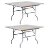 Image of Party Tents Direct Folding Chairs & Stools 60" 2 pack Square Wood Folding Table by Party Tents 754972309516 3003 60" 2 pack Square Wood Folding Table by Party Tents SKU#3003