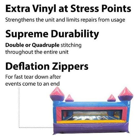 POGO Commercial Bouncers 12'4" Junior Pink Castle Indoor Bounce House with Blower by POGO 2077 12'4" Junior Pink Castle Indoor Bounce House w Blower by POGO SKU#2077