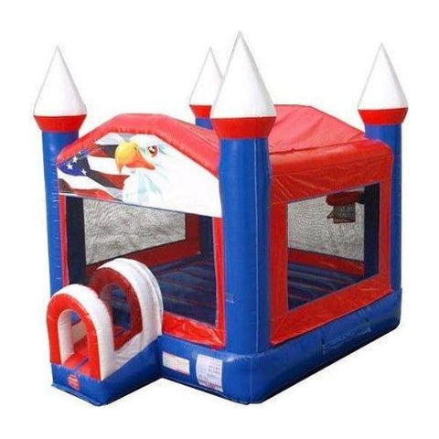 POGO Commercial Bouncers 14' Patriotic Red, White & Blue Bounce House with Blower by POGO 754972360579 6995 14' Patriotic Red, White & Blue Bounce House with Blower POGO SKU 6995