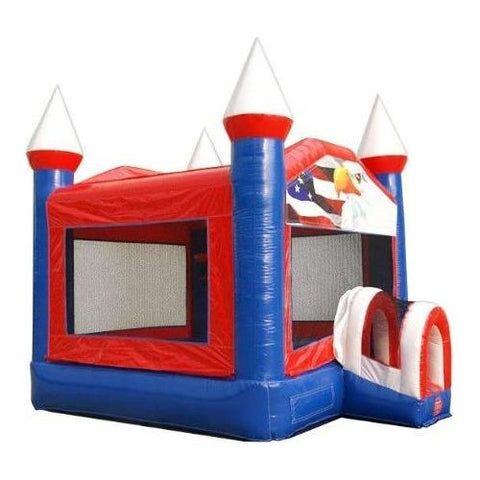 POGO Commercial Bouncers 14' Patriotic Red, White & Blue Bounce House with Blower by POGO 754972360579 6995 14' Patriotic Red, White & Blue Bounce House with Blower POGO SKU 6995
