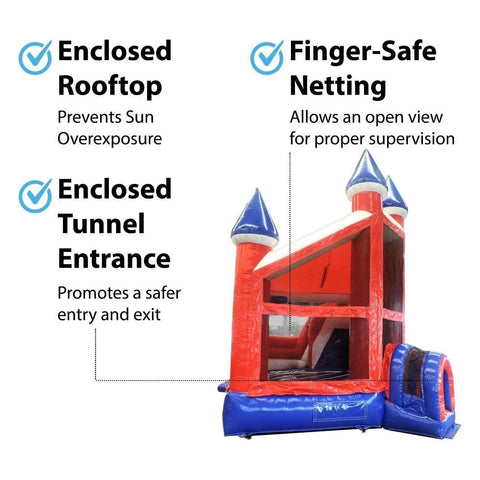 16'H Red, White and Blue Marble Deluxe Inflatable Castle Bounce House Slide Combo w/ Blower by POGO 2010