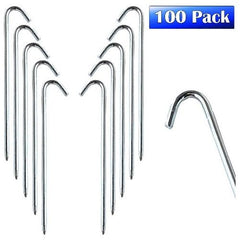 POGO Inflatable Bouncer Accessories 5/16" x 10" Steel Hook Stake for Tarps and Ground Covers (100) Pack by POGO 754972305259 1876 5/16" x 10" Steel Hook Stake for Tarps and Ground Covers (100) Pack