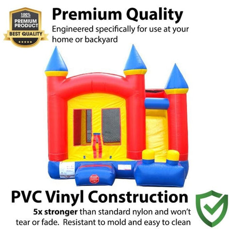 POGO Inflatable Bouncers 11.5'H Crossover Rainbow Inflatable Bounce House Side Slide Combo with Blower, Backyard Party Package by POGO 754972316996 5520 11.5'H Crossover Rainbow Bounce House Side Slide Combo Blower