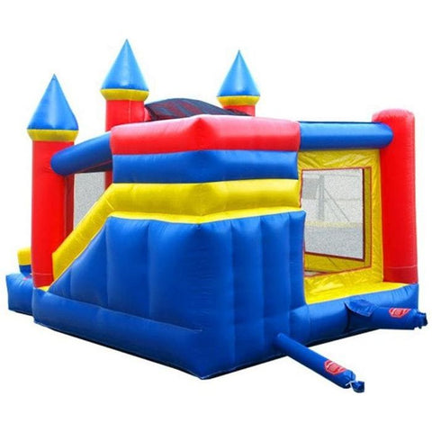 POGO Inflatable Bouncers 11.5'H Crossover Rainbow Inflatable Bounce House Side Slide Combo with Blower, Backyard Party Package by POGO 754972316996 5520 11.5'H Crossover Rainbow Bounce House Side Slide Combo Blower