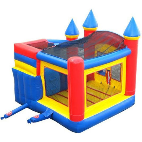 POGO Inflatable Bouncers 11.5'H Crossover Rainbow Inflatable Bounce House Side Slide Combo with Blower, Backyard Party Package by POGO 754972316996 5520 11.5'H Crossover Rainbow Bounce House Side Slide Combo Blower