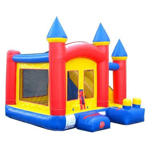 POGO Inflatable Bouncers 11.5'H Crossover Rainbow Inflatable Bounce House Side Slide Combo with Blower, Backyard Party Package by POGO 754972316996 5520 11.5'H Crossover Rainbow Bounce House Side Slide Combo Blower