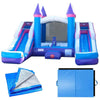 Image of POGO Inflatable Bouncers 11'H Crossover Pink Double Water Slide Bounce House with Blower, Backyard Party Package by POGO 754972355063 5517 11'H Double Water Slide Bounce House w/ Blower, Backyard Party Package
