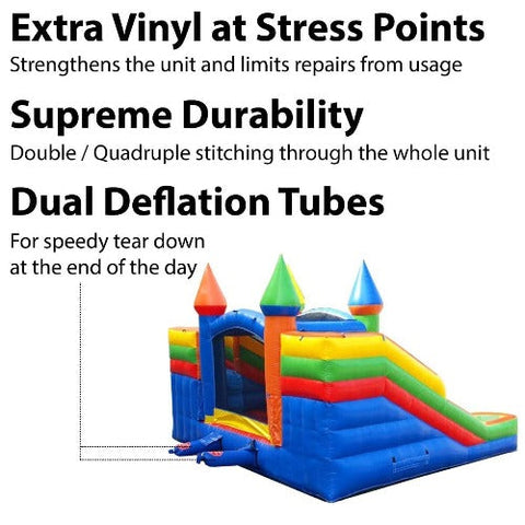 11'H Crossover Rainbow Double Water Slide Bounce House with Blower, Backyard Party Package by POGO