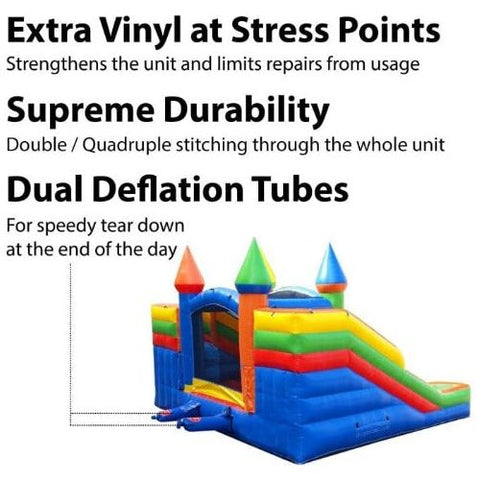 11'H Crossover Rainbow Double Water Slide Bounce House with Blower, Backyard Party Package by POGO