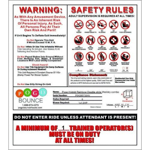 POGO Inflatable Bouncers 11'H Crossover Rainbow Double Water Slide Bounce House with Blower, Backyard Party Package by POGO 754972361064 5516 11'H Crossover Rainbow Double Water Slide Bounce House with Blower