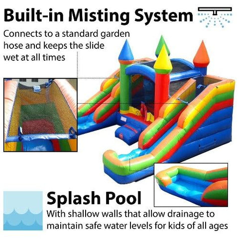 11'H Crossover Rainbow Double Water Slide Bounce House with Blower, Backyard Party Package by POGO