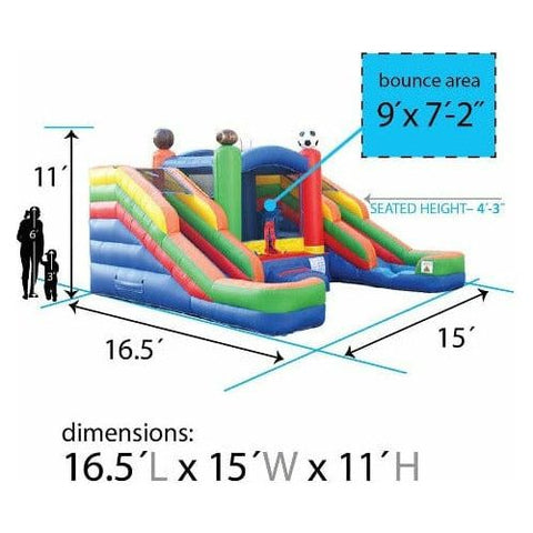 POGO Inflatable Bouncers 11'H Crossover Sports Double Water Slide Bounce House with Blower, Backyard Party Package by POGO 754972370233 5518 11'H Crossover Sports Double Water Slide Bounce House with Blower