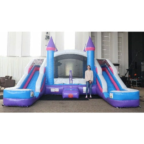 POGO Inflatable Bouncers 11'H Crossover Sports Double Water Slide Bounce House with Blower, Backyard Party Package by POGO 754972370233 5518 11'H Crossover Sports Double Water Slide Bounce House with Blower