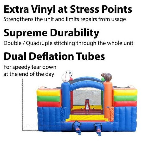 POGO Inflatable Bouncers 11'H Crossover Sports Double Water Slide Bounce House with Blower, Backyard Party Package by POGO 754972370233 5518 11'H Crossover Sports Double Water Slide Bounce House with Blower