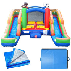 POGO Inflatable Bouncers 11'H Crossover Sports Double Water Slide Bounce House with Blower, Backyard Party Package by POGO 754972370233 5518 11'H Crossover Sports Double Water Slide Bounce House with Blower