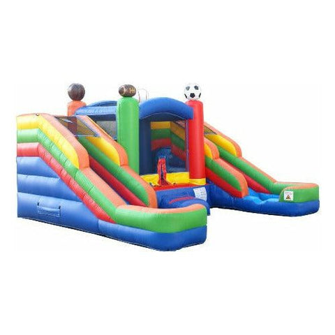 POGO Inflatable Bouncers 11'H Crossover Sports Double Water Slide Bounce House with Blower, Backyard Party Package by POGO 754972370233 5518 11'H Crossover Sports Double Water Slide Bounce House with Blower