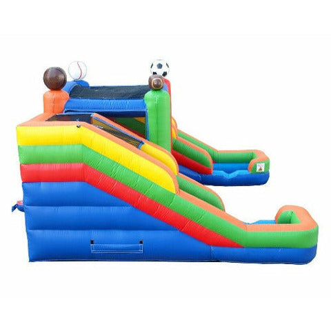 POGO Inflatable Bouncers 11'H Crossover Sports Double Water Slide Bounce House with Blower, Backyard Party Package by POGO 754972370233 5518 11'H Crossover Sports Double Water Slide Bounce House with Blower