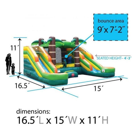 POGO Inflatable Bouncers 11'H Crossover Tropical Double Water Slide Bounce House with Blower, Backyard Party Package by POGO 754972355049 5519 11'H Crossover Tropical Double Water Slide Bounce House Blower