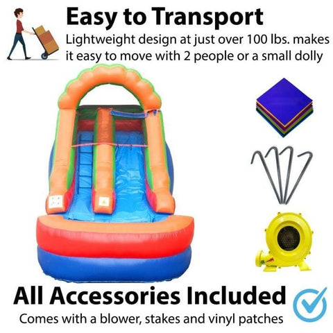POGO Inflatable Bouncers 12'H Crossover Rainbow Inflatable Water Slide with Blower, Backyard Party Package by POGO 754972325158 5512 12'H Crossover Rainbow Water Slide w/ Blower, Backyard Party Package