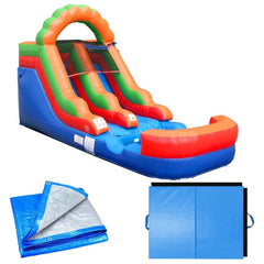 12'H Crossover Rainbow Inflatable Water Slide with Blower by POGO