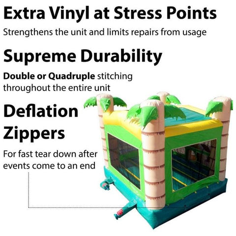 POGO Inflatable Bouncers 12'H Modular Tropical Inflatable Bounce House with Blower and Jungle Art Panel by POGO 1988 12'H Modular Tropical Bounce House with Blower and Jungle Art Panel