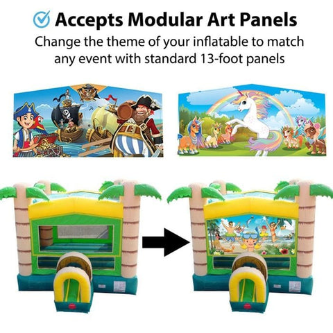 POGO Inflatable Bouncers 12'H Modular Tropical Inflatable Bounce House with Blower and Jungle Art Panel by POGO 1988 12'H Modular Tropical Bounce House with Blower and Jungle Art Panel