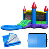 Image of POGO Inflatable Bouncers 13.5'H Crossover Blue Rainbow Dual Lane Bounce House Slide with Pool with Blower, Backyard Party Package by POGO 13.5'H Crossover Tropical Dual Lane Bounce House Slide Pool Blower