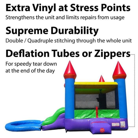 POGO Inflatable Bouncers 13.5'H Crossover Blue Rainbow Dual Lane Bounce House Slide with Pool with Blower, Backyard Party Package by POGO 754972302708 5523 13.5'H Crossover Blue Rainbow Dual Lane Bounce House Slide Pool Blower