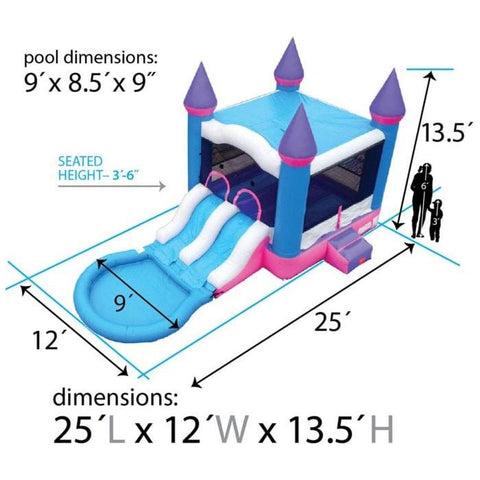 POGO Inflatable Bouncers 13.5'H Crossover Pink Dual Lane Bounce House Slide with Pool with Blower, Backyard Party Package by POGO 754972302715 5525 13.5'H Crossover Pink Dual Lane Bounce House Slide Pool BlowerBackyard