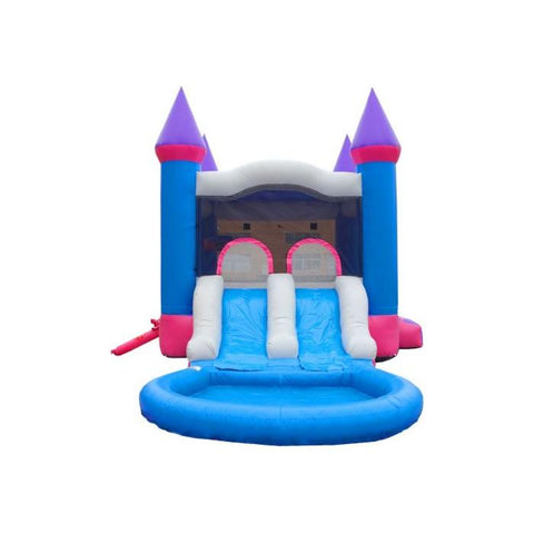 POGO Inflatable Bouncers 13.5'H Crossover Pink Dual Lane Bounce House Slide with Pool with Blower, Backyard Party Package by POGO 754972302715 5525 13.5'H Crossover Pink Dual Lane Bounce House Slide Pool BlowerBackyard