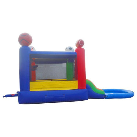 POGO Inflatable Bouncers 13.5'H Crossover Sports Dual Lane Bounce House Slide with Pool with Blower, Backyard Party Package by POGO 754972302739 5512 13.5'H Crossover Sports Dual Lane Bounce House Slide Pool Backyard