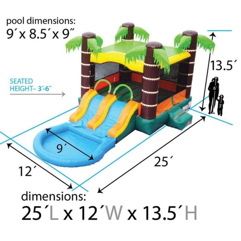 POGO Inflatable Bouncers 13.5'H Crossover Tropical Dual Lane Bounce House Slide with Pool with Blower, Backyard Party Package by POGO 754972305945 5522 13.5'H Crossover Tropical Dual Lane Bounce House Slide Pool Blower