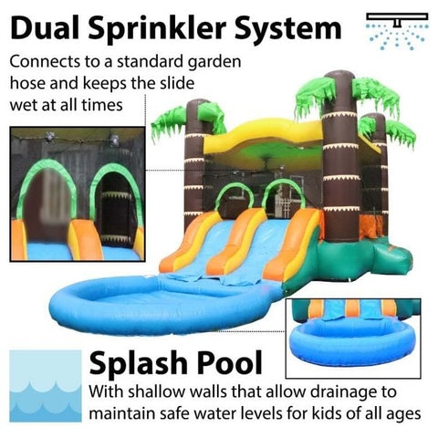 POGO Inflatable Bouncers 13.5'H Crossover Tropical Dual Lane Bounce House Slide with Pool with Blower, Backyard Party Package by POGO 754972305945 5522 13.5'H Crossover Tropical Dual Lane Bounce House Slide Pool Blower
