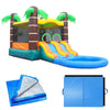 Image of POGO Inflatable Bouncers 13.5'H Crossover Tropical Dual Lane Bounce House Slide with Pool with Blower, Backyard Party Package by POGO 754972305945 5522 Crossover Rainbow Dual Lane Bounce House Slide Pool Backyard Party