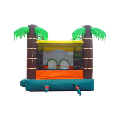 POGO Inflatable Bouncers 13.5'H Crossover Tropical Dual Lane Bounce House Slide with Pool with Blower, Backyard Party Package by POGO 754972305945 5522 Crossover Rainbow Dual Lane Bounce House Slide Pool Backyard Party