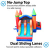 Image of POGO Inflatable Bouncers 13.5'H Kids Modern Rainbow Bounce House and Double Lane Slide Combo with Blower by POGO 754972356060 25 13.5'H Kids Modern Rainbow Bounce House and Double Lane Slide Combo w Blower