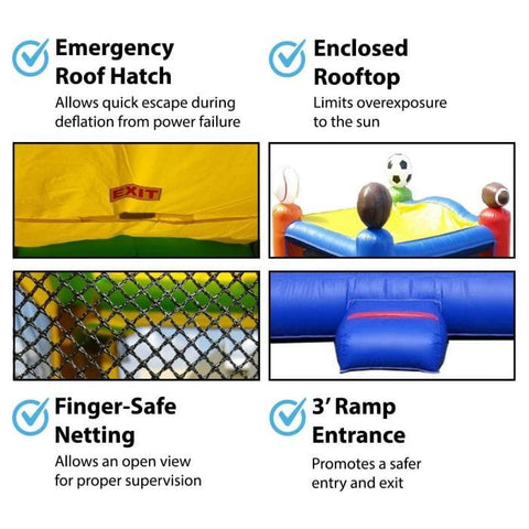 POGO Inflatable Bouncers 13'H Crossover Sports Bounce House with Blower, Backyard Party Package by POGO 781880284109 5505 Crossover Sports Bounce House with Blower, Backyard Party Package POGO SKU# 5505