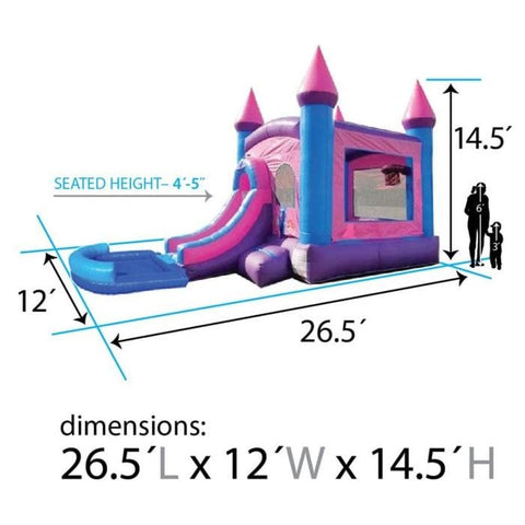 POGO Inflatable Bouncers 14 1/2'H Crossover Pink Bounce House Slide Combo with Wet Pool Attachment and Blower, Backyard Party Package by POGO 754972336444 5529 14 1/2' Bounce Combo w Pool Attachment & Blower Backyard Party Package