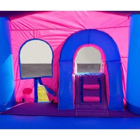 POGO Inflatable Bouncers 14 1/2'H Crossover Pink Bounce House Slide Combo with Wet Pool Attachment and Blower, Backyard Party Package by POGO 754972336444 5529 14 1/2' Bounce Combo w Pool Attachment & Blower Backyard Party Package