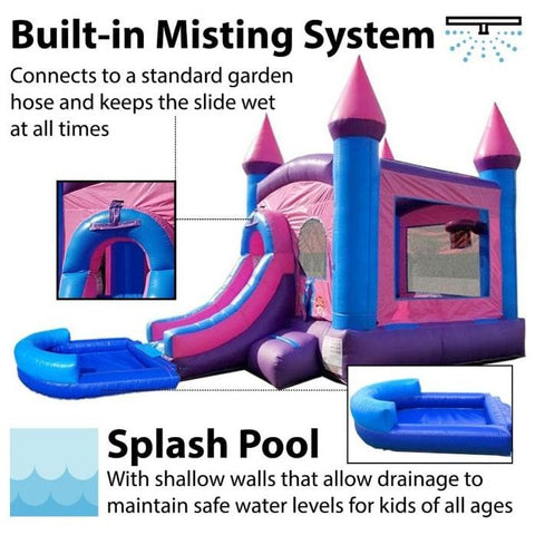 POGO Inflatable Bouncers 14 1/2'H Crossover Pink Bounce House Slide Combo with Wet Pool Attachment and Blower, Backyard Party Package by POGO 754972336444 5529 14 1/2' Bounce Combo w Pool Attachment & Blower Backyard Party Package