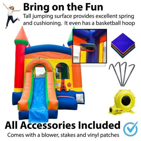 POGO Inflatable Bouncers 14 1/2'H Crossover Rainbow Bounce House Slide Combo with Blower, Backyard Party Package by POGO 754972311588 5527 14 1/2'H Crossover Bounce House Combo w/ Blower Backyard Party Package