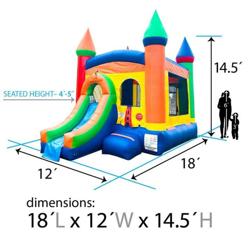 POGO Inflatable Bouncers 14 1/2'H Crossover Rainbow Bounce House Slide Combo with Blower, Backyard Party Package by POGO 754972311588 5527 14 1/2'H Crossover Bounce House Combo w/ Blower Backyard Party Package