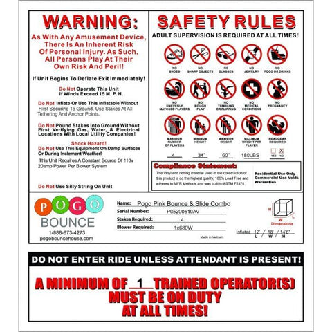 POGO Inflatable Bouncers 14.5'H Crossover Pink Bounce House and Slide Combo with Blower, Backyard Party Package by POGO 13.5'H Crossover Pink Dual Lane Bounce House Slide Pool BlowerBackyard