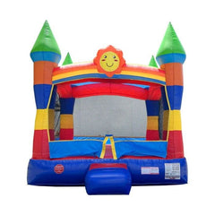 POGO Inflatable Bouncers 14.5'H Crossover Rainbow Smiley Face Castle Inflatable Bounce House with Blower by POGO 14.5H Crossover Pink Smiley Castle Inflatable Bounce House Blower POGO