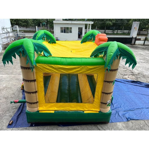 POGO Inflatable Bouncers 14.5'H Crossover Tropical Jungle Smiley Face Inflatable Bounce House with Blower by POGO 781880278535 6167 14.5H Crossover Tropical Jungle Smiley Bounce House Blower POGO